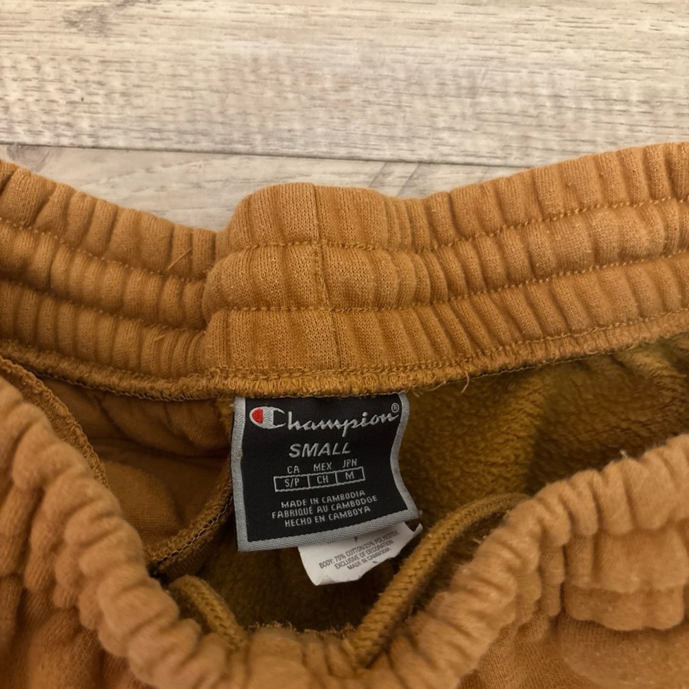 Champion X Timberland Joggers Size Small Brown  Big Logos Spellout MENS - Picture 3 of 13